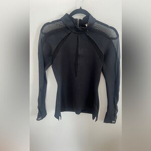 FREE PEOPLE mesh and spandex long sleeve shirt